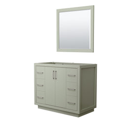 Wyndham Icon 42 Inch Single Bathroom Vanity No Countertop, No Sink in Brushed Nickel Trim with 34 Inch Mirror - Luxe Bathroom Vanities