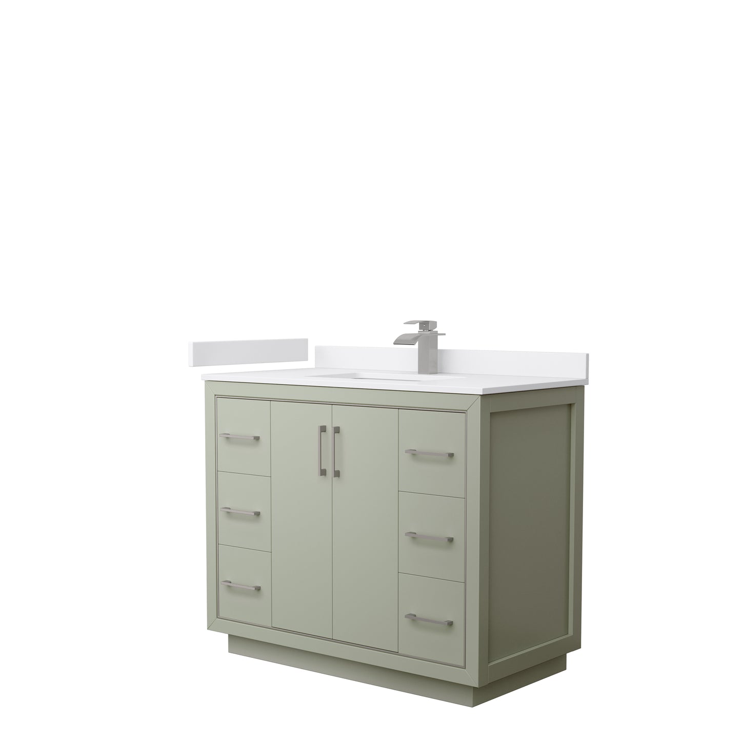 Wyndham Icon 42 Inch Single Bathroom Vanity White Cultured Marble Countertop with Undermount Square Sink and Brushed Nickel Trim - Luxe Bathroom Vanities