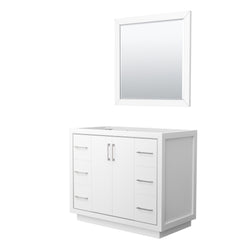 Wyndham Icon 42 Inch Single Bathroom Vanity No Countertop, No Sink in Brushed Nickel Trim with 34 Inch Mirror - Luxe Bathroom Vanities