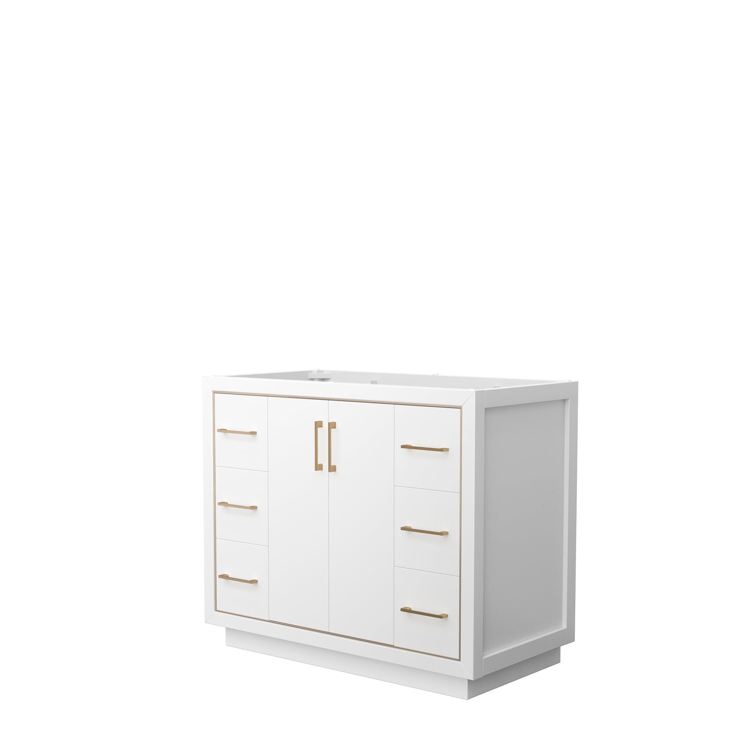 Wyndham Icon 42 Inch Single Bathroom Vanity in White No Countertop, No Sink with Satin Bronze Trim - Luxe Bathroom Vanities