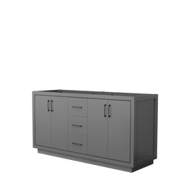 Wyndham Icon 66 Inch Double Bathroom Vanity No Countertop, No Sink in Matte Black Trim - Luxe Bathroom Vanities