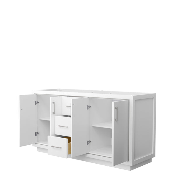 Wyndham Icon 66 Inch Double Bathroom Vanity  No Countertop, No Sink in Brushed Nickel Trim - Luxe Bathroom Vanities