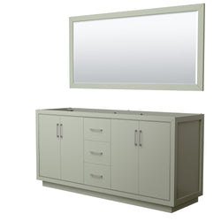 Wyndham Wyndham Icon 72 Inch Double Bathroom Vanity No Countertop, No Sink in Brushed Nickel Trim with 70 Inch Mirror - Luxe Bathroom Vanities