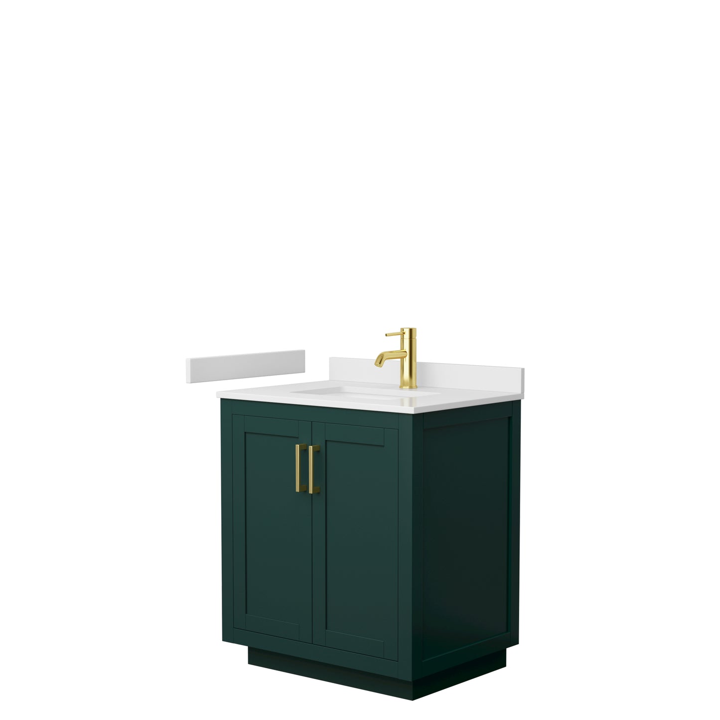 Wyndham Miranda 30 Inch Single Bathroom Vanity in White Cultured Marble Countertop with Undermount Square Sink and Trim - Luxe Bathroom Vanities