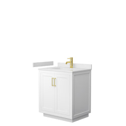 Wyndham Miranda 30 Inch Single Bathroom Vanity in White Cultured Marble Countertop with Undermount Square Sink and Trim - Luxe Bathroom Vanities