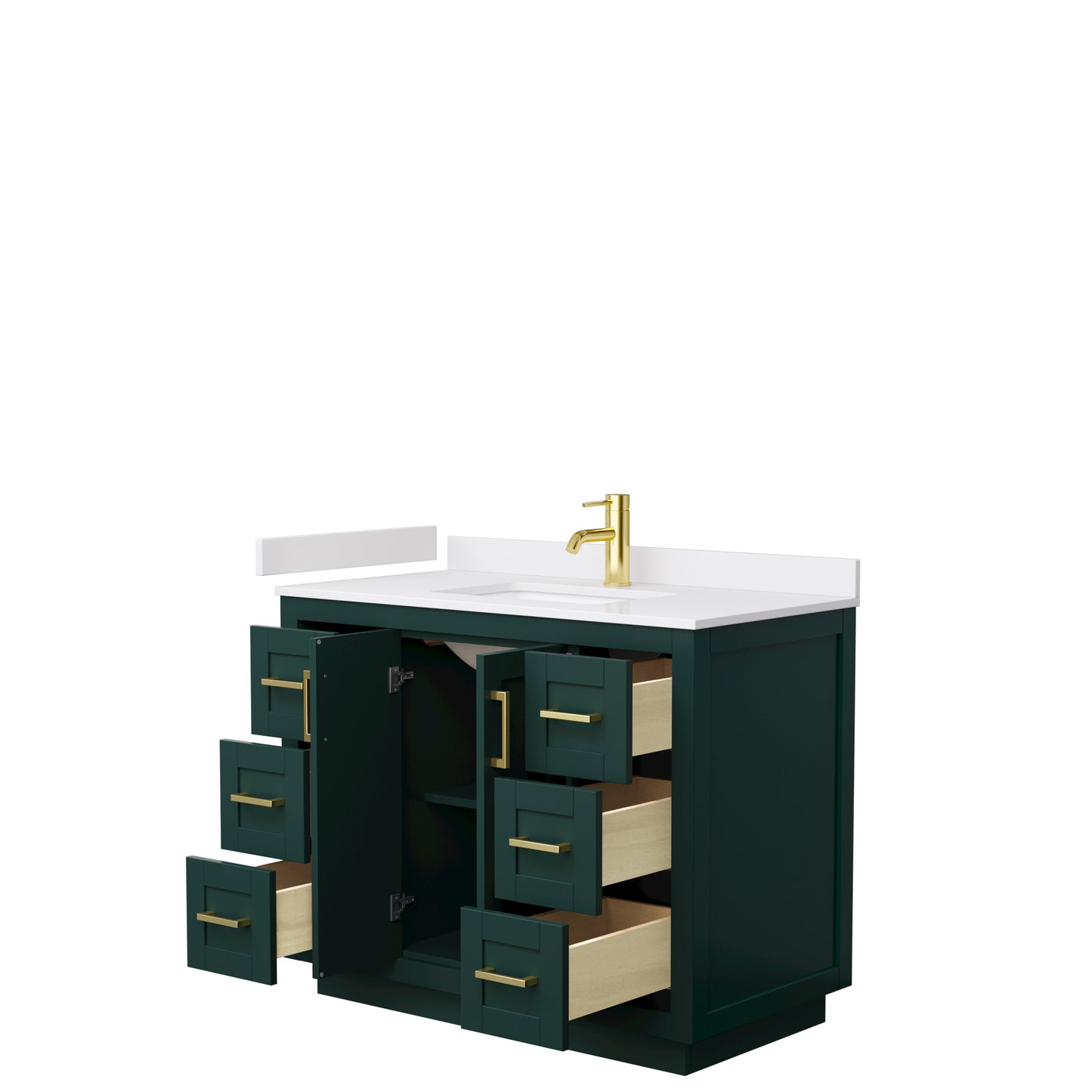 Wyndham Miranda 42 Inch Single Bathroom Vanity in Green with White Cultured Marble Countertop Undermount Square Sink and Trim - Luxe Bathroom Vanities