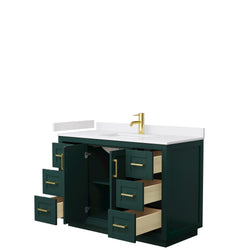 Wyndham Miranda 48 Inch Single Bathroom Vanity in Green with White Cultured Marble Countertop Undermount Square Sink and Trim - Luxe Bathroom Vanities