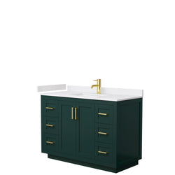 Wyndham Miranda 48 Inch Single Bathroom Vanity in Green with White Cultured Marble Countertop Undermount Square Sink and Trim - Luxe Bathroom Vanities