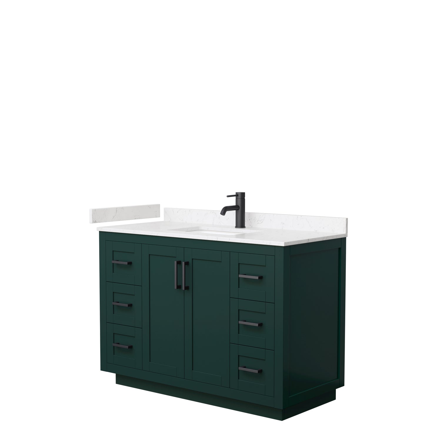 Wyndham Miranda 48 Inch Single Bathroom Vanity in Green with Light-Vein Carrara Cultured Marble Countertop Undermount Square Sink and Trim - Luxe Bathroom Vanities