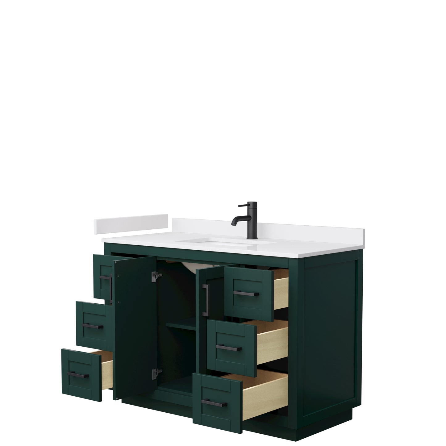 Wyndham Miranda 48 Inch Single Bathroom Vanity in Green with White Cultured Marble Countertop Undermount Square Sink and Trim - Luxe Bathroom Vanities