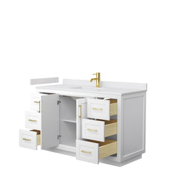 Wyndham Miranda 54 Inch Single Bathroom Vanity in White Cultured Marble Countertop with Undermount Square Sink and Trim - Luxe Bathroom Vanities