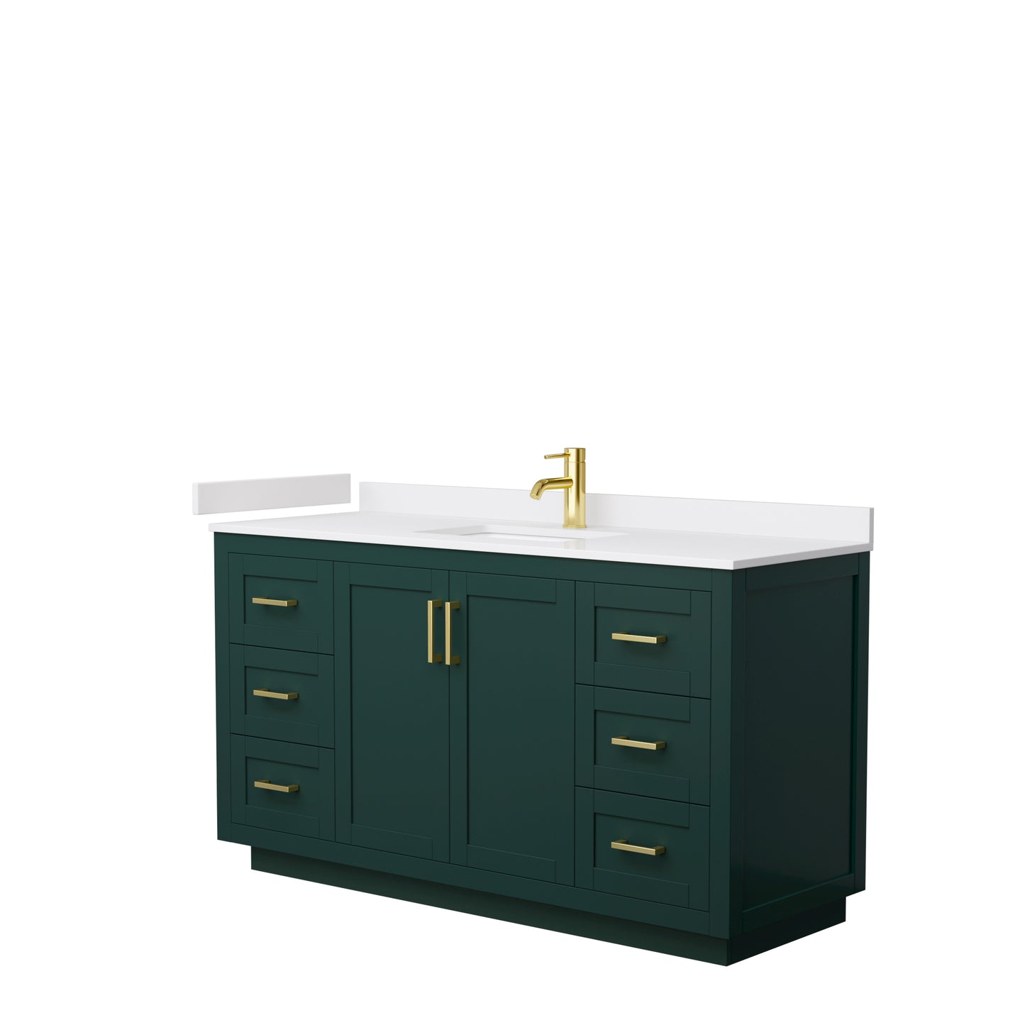 Wyndham Miranda 60 Inch Single Bathroom Vanity in Green with White Cultured Marble Countertop Undermount Square Sink and Trim - Luxe Bathroom Vanities