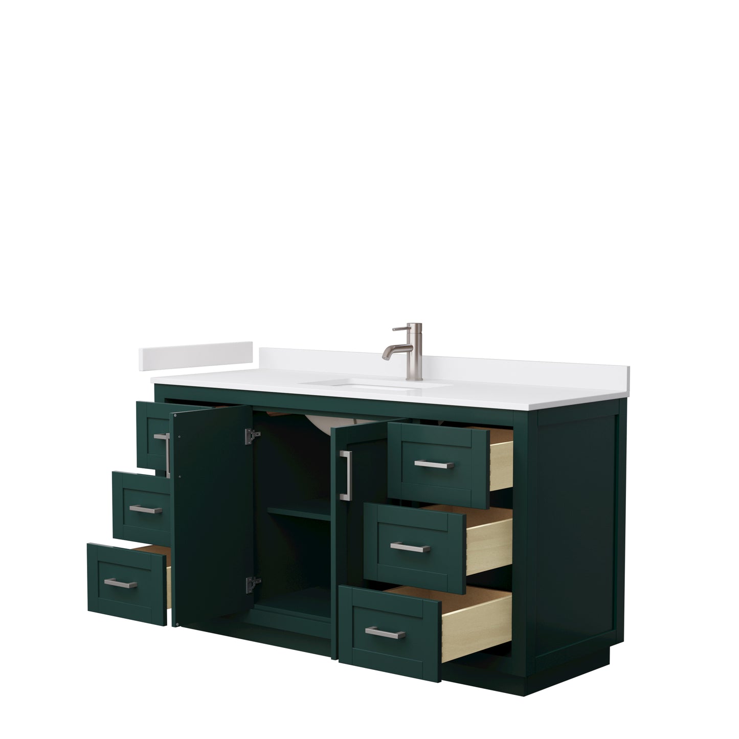 Wyndham Miranda 60 Inch Single Bathroom Vanity in Green with White Cultured Marble Countertop Undermount Square Sink and Trim - Luxe Bathroom Vanities