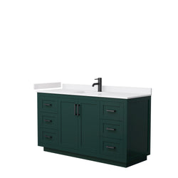 Wyndham Miranda 60 Inch Single Bathroom Vanity in Green with White Cultured Marble Countertop Undermount Square Sink and Trim - Luxe Bathroom Vanities