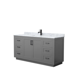 Wyndham Miranda 66 Inch Single Bathroom Vanity in White Carrara Marble Countertop with Undermount Square Sink and Trim - Luxe Bathroom Vanities