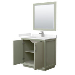 Wyndham Strada 36 Inch Single Bathroom Vanity Cultured Marble Countertop Undermount Square Sink 34 Inch Mirror - Luxe Bathroom Vanities