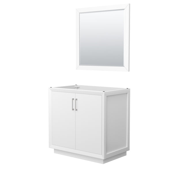 Wyndham Strada 36 Inch Single Bathroom Vanity with 34 Inch Mirror No Counter Top No Sink - Luxe Bathroom Vanities