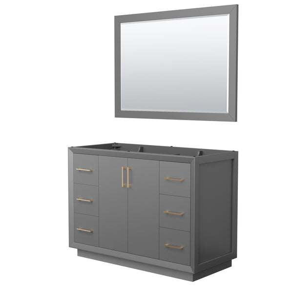 Wyndham Strada 48 Inch Single Bathroom Vanity with 46 Inch Mirror No Counter Top No Sink - Luxe Bathroom Vanities