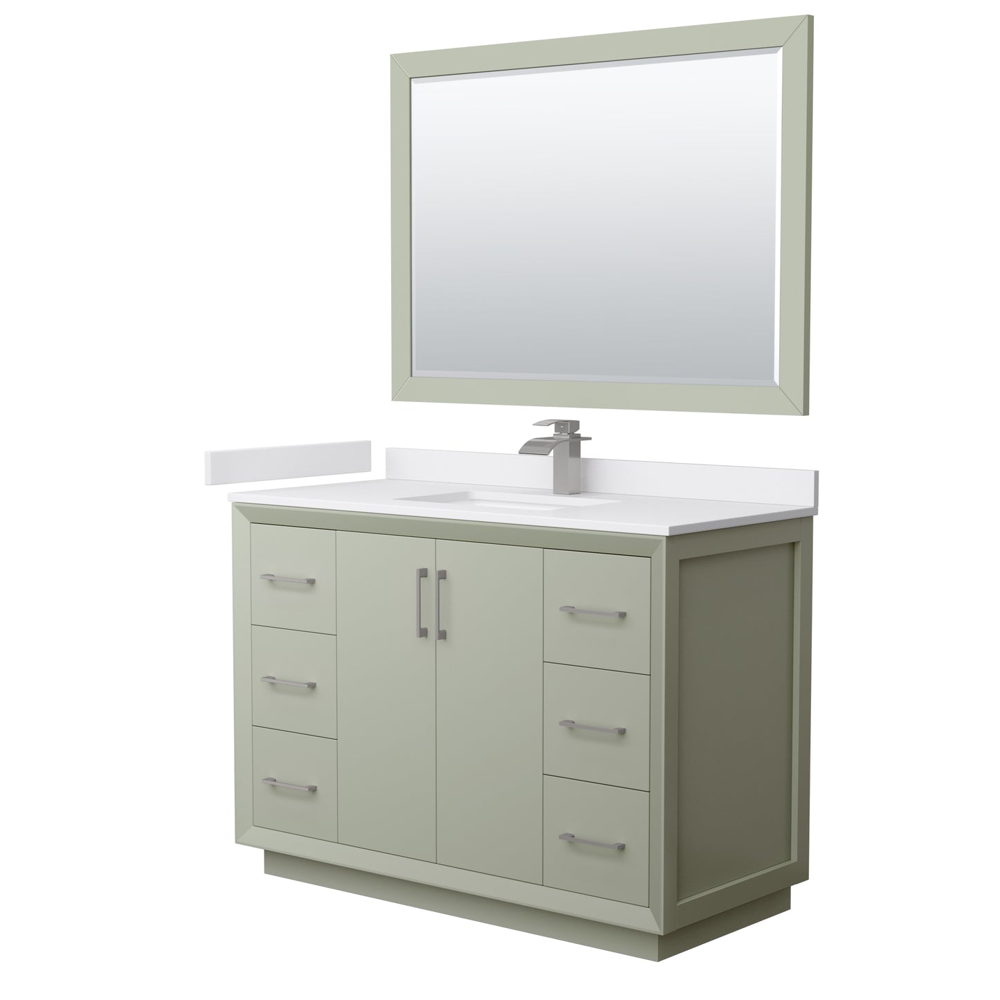 Wyndham Strada 48 Inch Single Bathroom Vanity Cultured Marble Countertop Undermount Square Sink 46 Inch Mirror - Luxe Bathroom Vanities