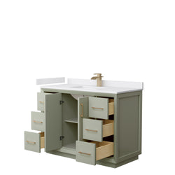 Wyndham Strada 48 Inch Single Bathroom White Cultured Marble Countertop Undermount Square Sink - Luxe Bathroom Vanities