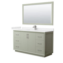 Wyndham Strada 60 Inch Single Bathroom Vanity Cultured Marble Countertop Undermount Square Sink 58 Inch Mirror - Luxe Bathroom Vanities