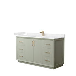 Wyndham Strada 60 Inch Single Bathroom Vanity Carrara Cultured Marble Countertop Undermount Square Sink - Luxe Bathroom Vanities