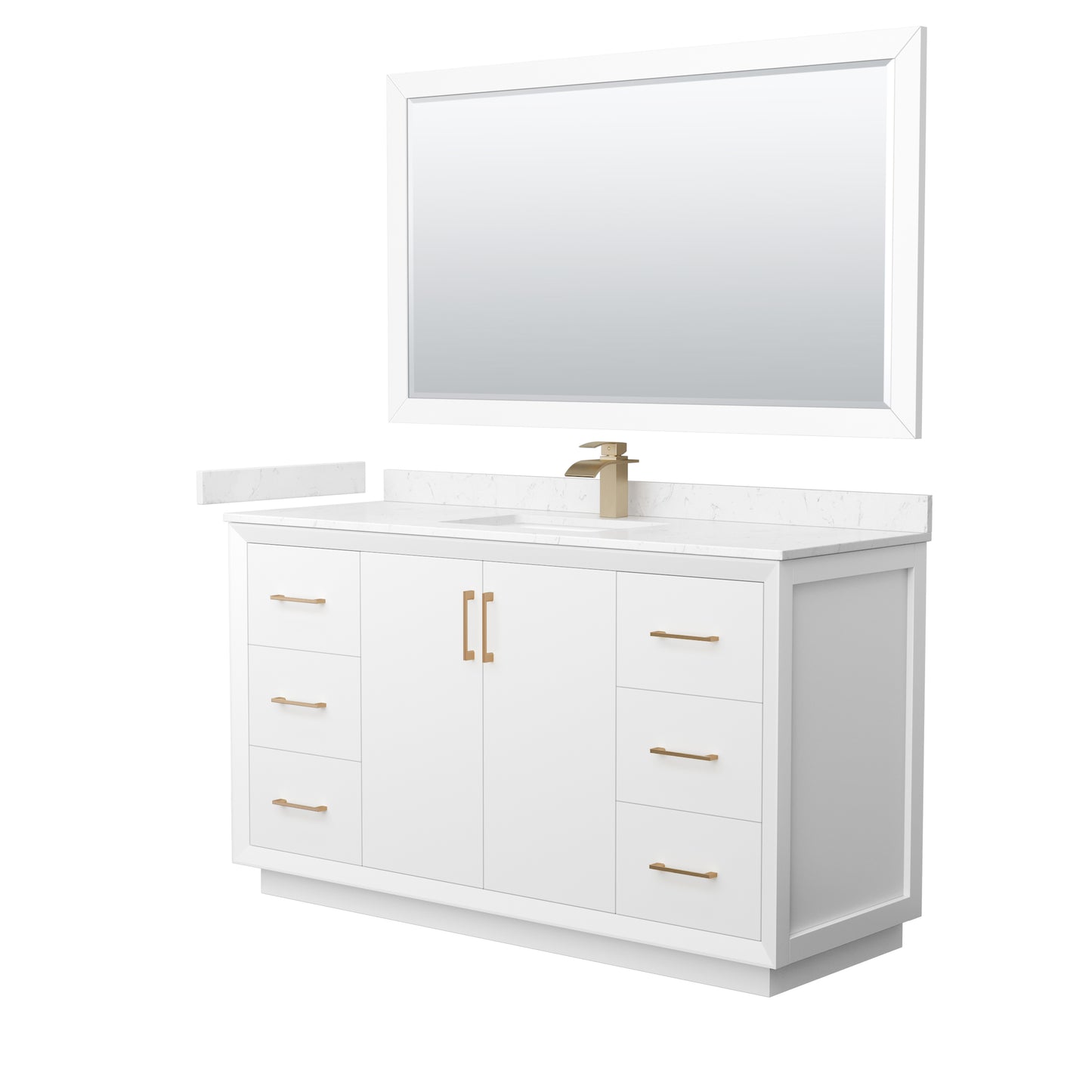 Wyndham Strada 60 Inch Single Bathroom Vanity Cultured Marble Countertop Undermount Square Sink 58 Inch Mirror - Luxe Bathroom Vanities