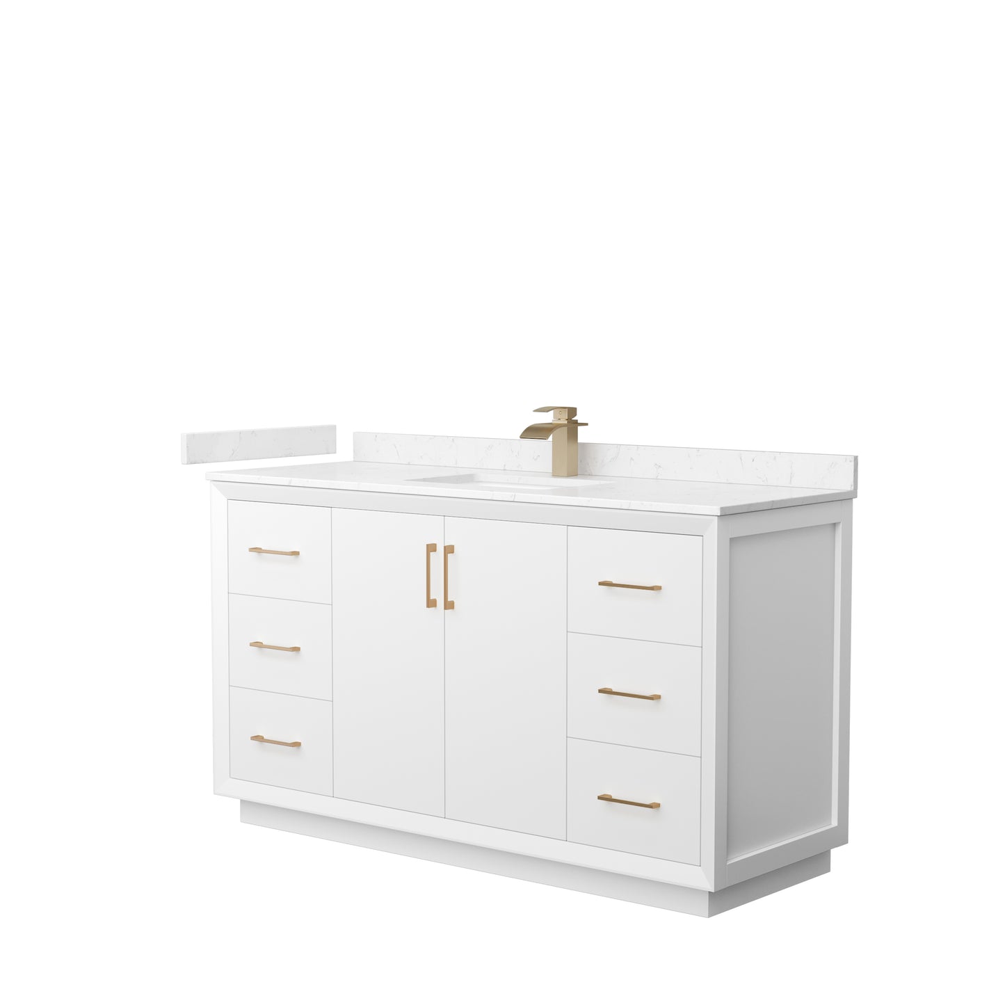 Wyndham Strada 60 Inch Single Bathroom Vanity Carrara Cultured Marble Countertop Undermount Square Sink - Luxe Bathroom Vanities