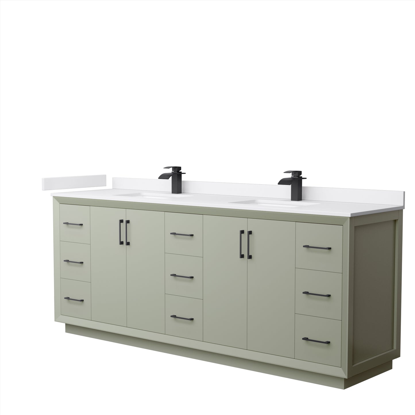 Wyndham Strada 84 Inch Double Bathroom Vanity Cultured Marble Countertop Undermount Square Sink - Luxe Bathroom Vanities