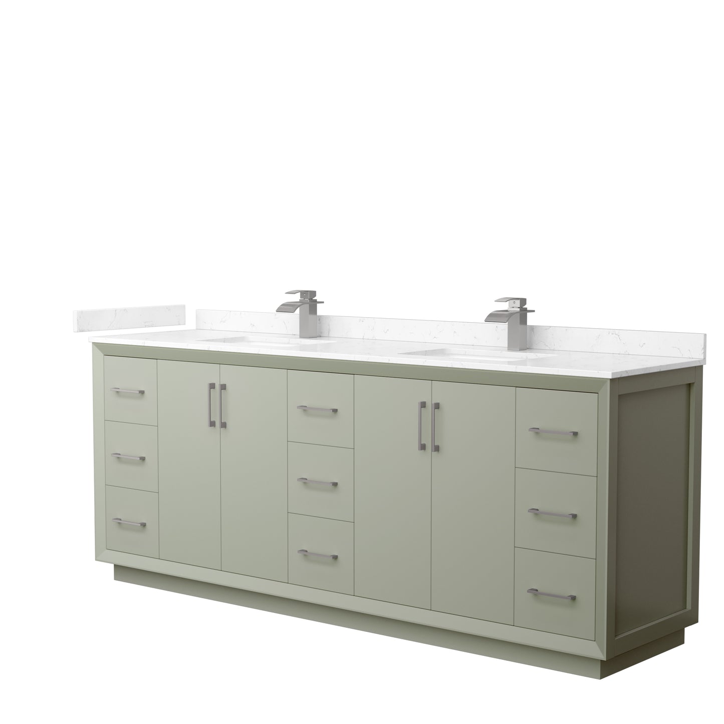 Wyndham Strada 84 Inch Double Bathroom Vanity Cultured Marble Countertop Undermount Square Sink - Luxe Bathroom Vanities