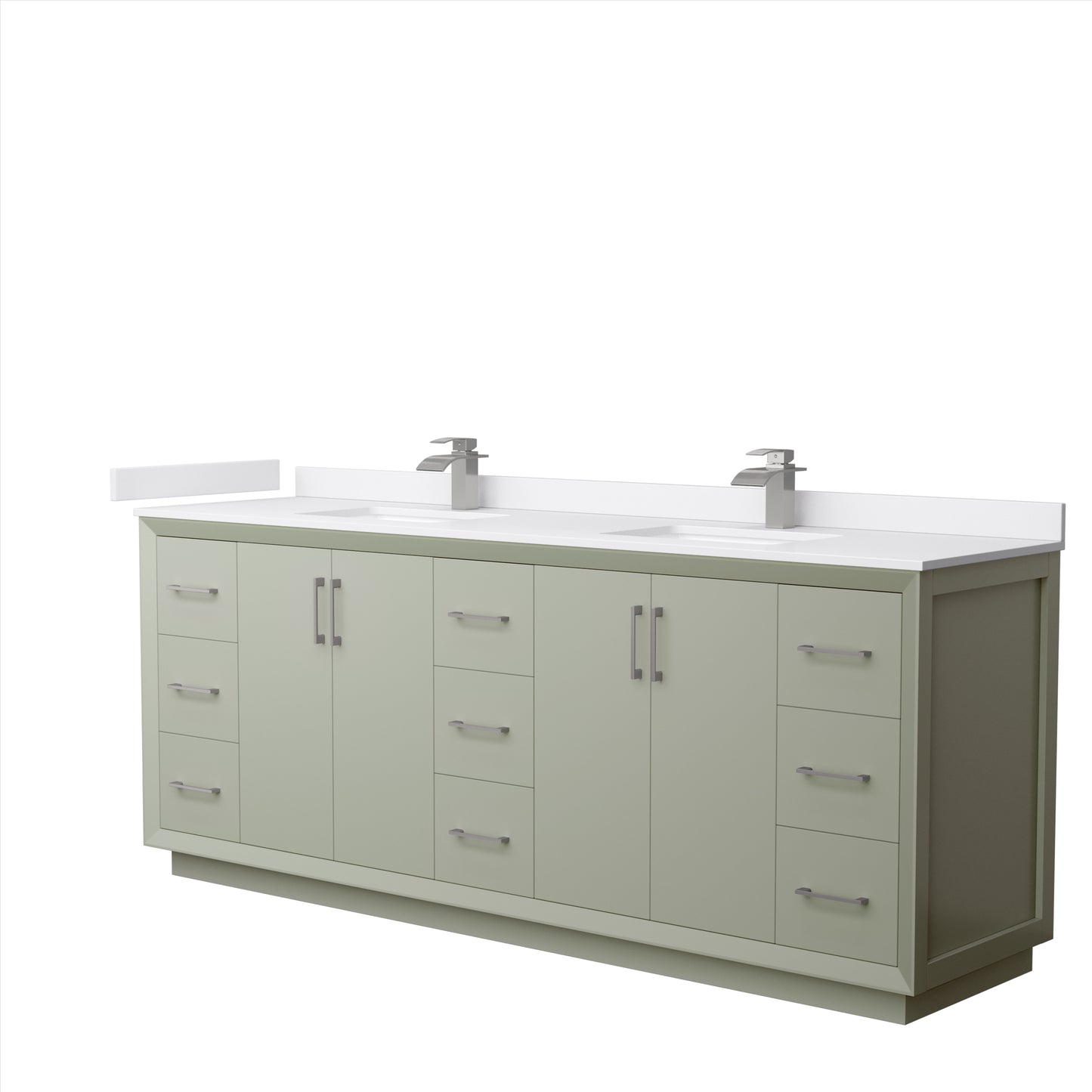 Wyndham Strada 84 Inch Double Bathroom Vanity Cultured Marble Countertop Undermount Square Sink - Luxe Bathroom Vanities