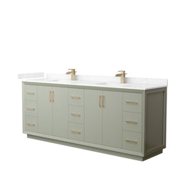 Wyndham Strada 84 Inch Double Bathroom Vanity Cultured Marble Countertop Undermount Square Sink - Luxe Bathroom Vanities