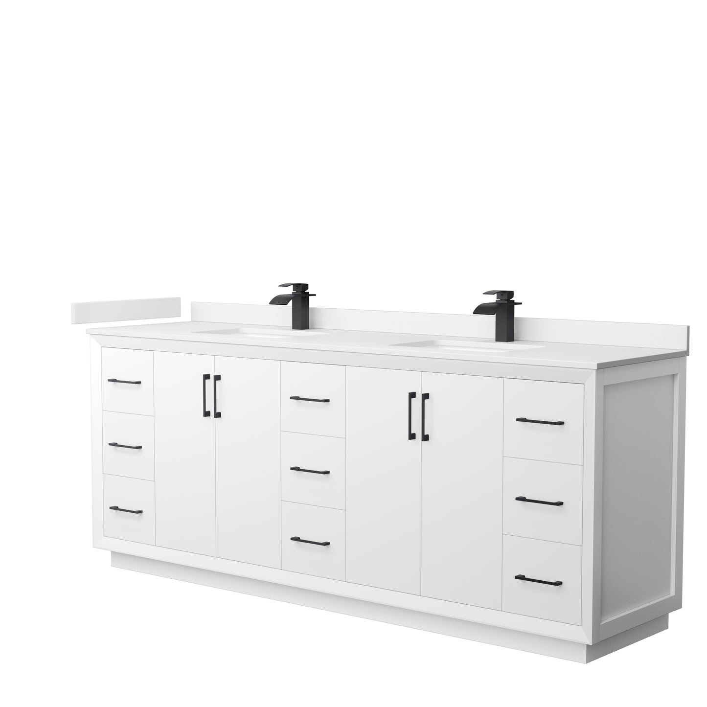 Wyndham Strada 84 Inch Double Bathroom Vanity Cultured Marble Countertop Undermount Square Sink - Luxe Bathroom Vanities