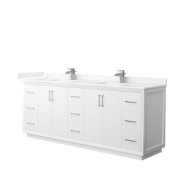 Wyndham Strada 84 Inch Double Bathroom Vanity Cultured Marble Countertop Undermount Square Sink - Luxe Bathroom Vanities