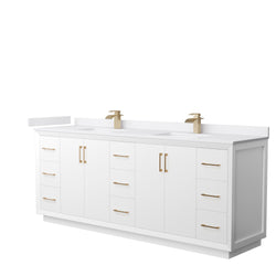 Wyndham Strada 84 Inch Double Bathroom Vanity Cultured Marble Countertop Undermount Square Sink - Luxe Bathroom Vanities