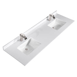 72 Inch Double Bathroom Vanity, White Cultured Marble Countertop, Undermount Square Sinks, No Mirror - Luxe Bathroom Vanities Luxury Bathroom Fixtures Bathroom Furniture