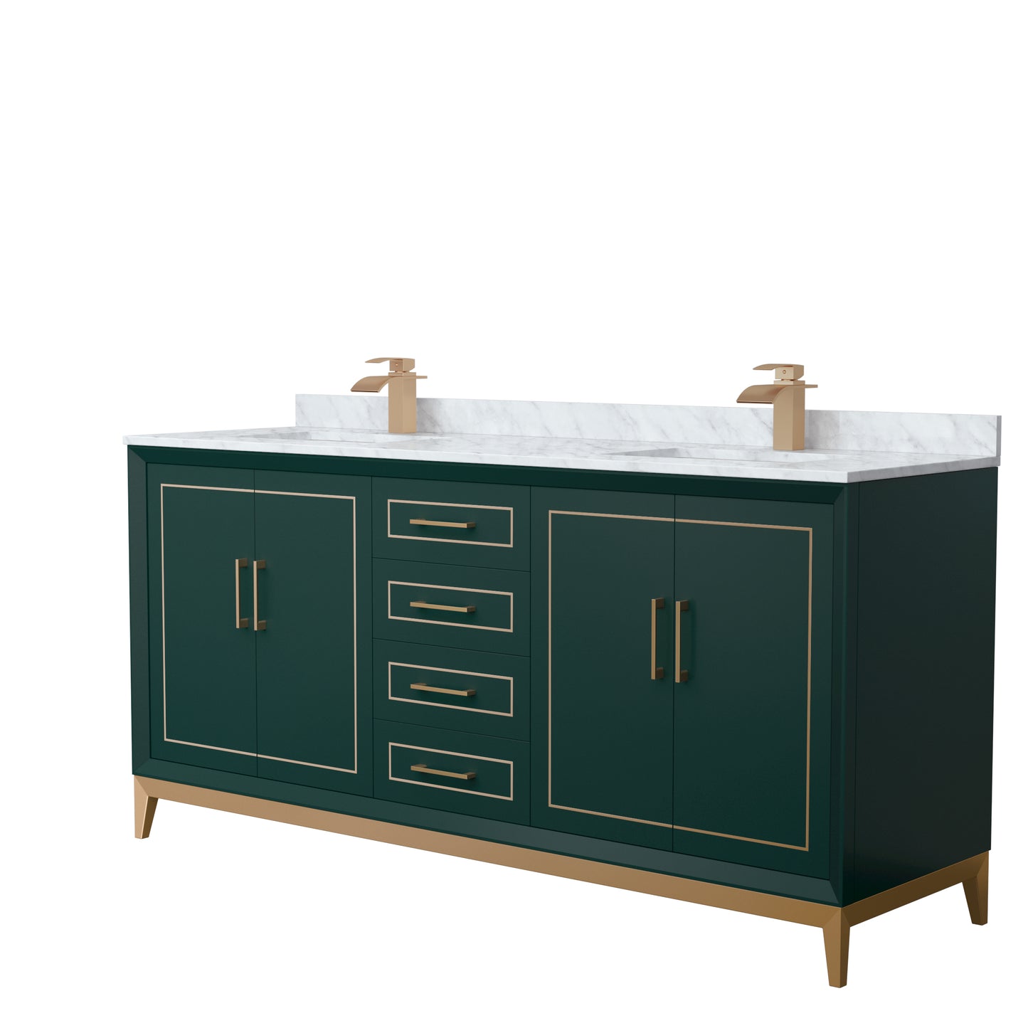 Wyndham Marlena 72 Inch Double Bathroom Vanity with White Carrara Marble Countertop and Sink - Luxe Bathroom Vanities