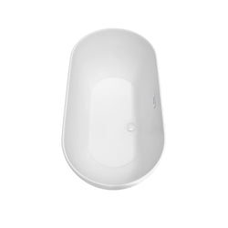 Wyndham Collection Melissa 60 Inch Freestanding Bathtub in White with Shiny White Drain and Overflow Trim - Luxe Bathroom Vanities