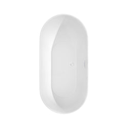 Wyndham Collection Melissa 60 Inch Freestanding Bathtub in White with Shiny White Drain and Overflow Trim - Luxe Bathroom Vanities