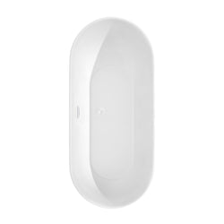 Wyndham Collection Melissa 65 Inch Freestanding Bathtub in White with Shiny White Drain and Overflow Trim - Luxe Bathroom Vanities