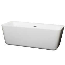 69 inch Freestanding Bathtub in White with Drain and Overflow Trim - Luxe Bathroom Vanities Luxury Bathroom Fixtures Bathroom Furniture