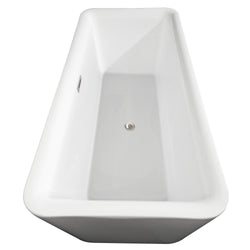 69 inch Freestanding Bathtub in White with Floor Mounted Faucet, Drain and Overflow Trim - Luxe Bathroom Vanities Luxury Bathroom Fixtures Bathroom Furniture