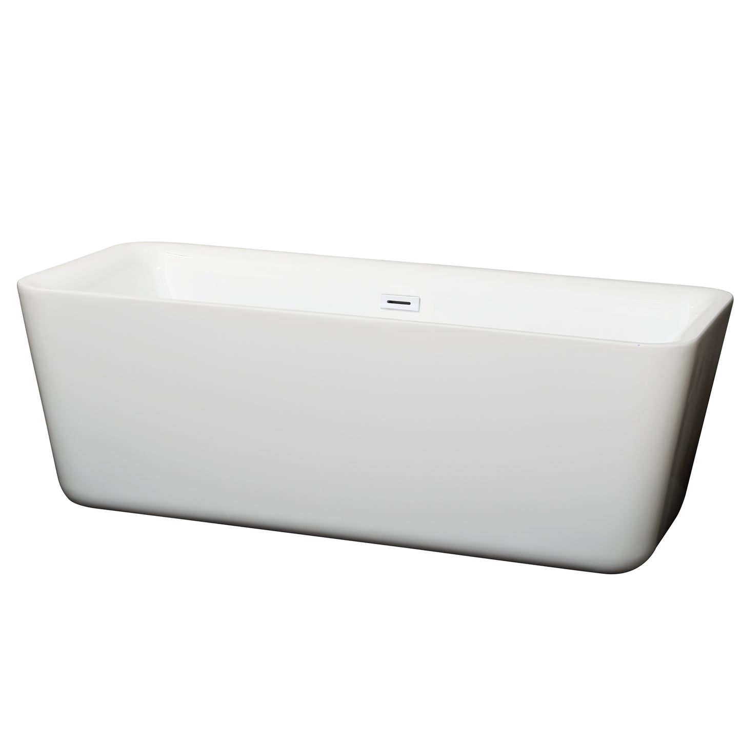 Wyndham Collection Emily 69 Inch Freestanding Bathtub in White with Shiny White Drain and Overflow Trim - Luxe Bathroom Vanities