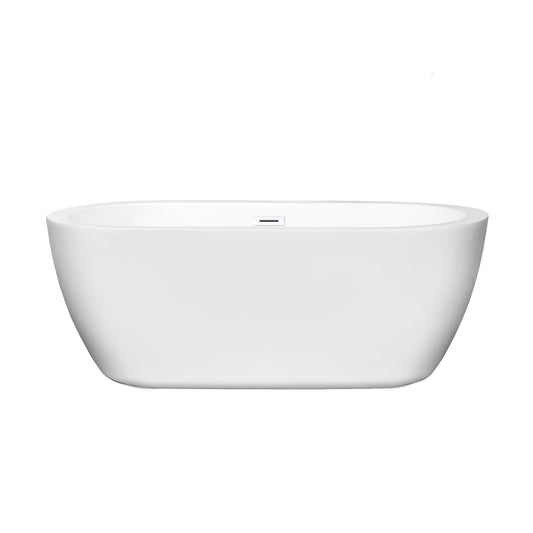 Wyndham Collection Soho 60 Inch Freestanding Bathtub in White with Shiny White Drain and Overflow Trim - Luxe Bathroom Vanities