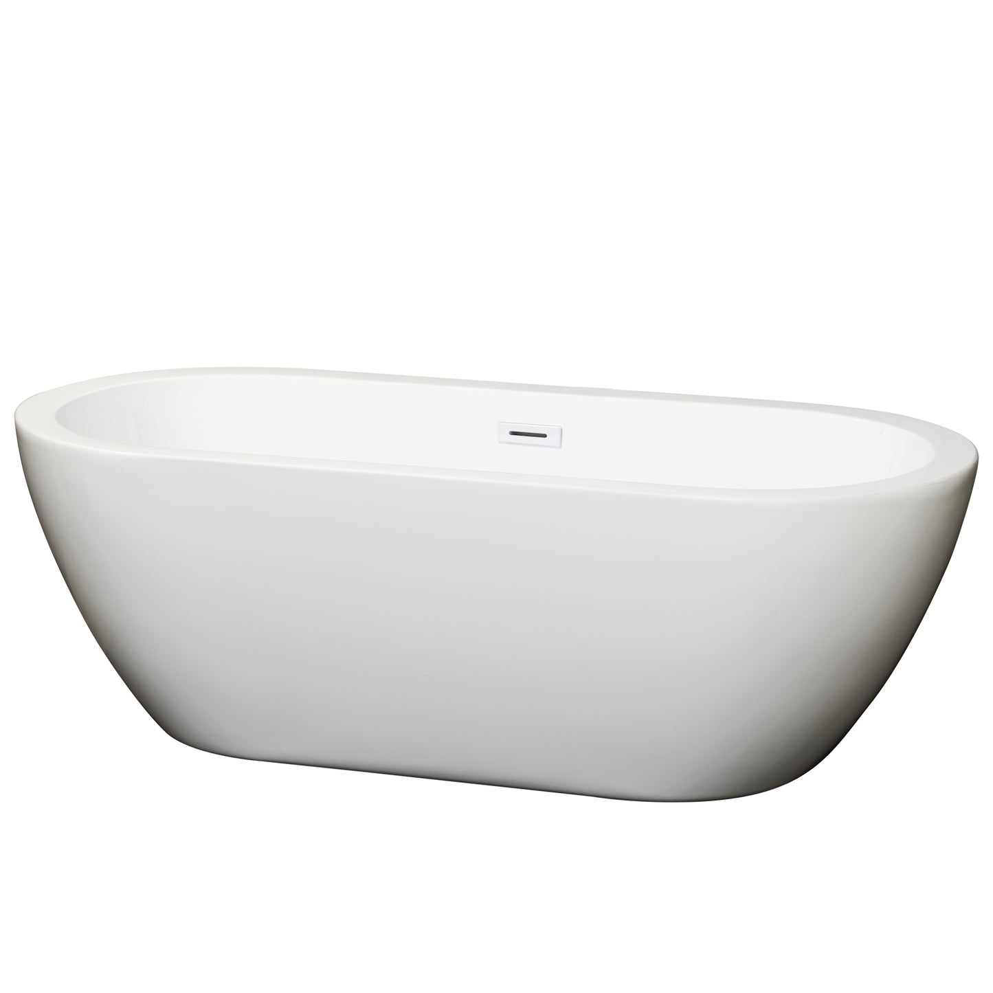 Wyndham Collection Soho 68 Inch Freestanding Bathtub in White with Shiny White Drain and Overflow Trim - Luxe Bathroom Vanities