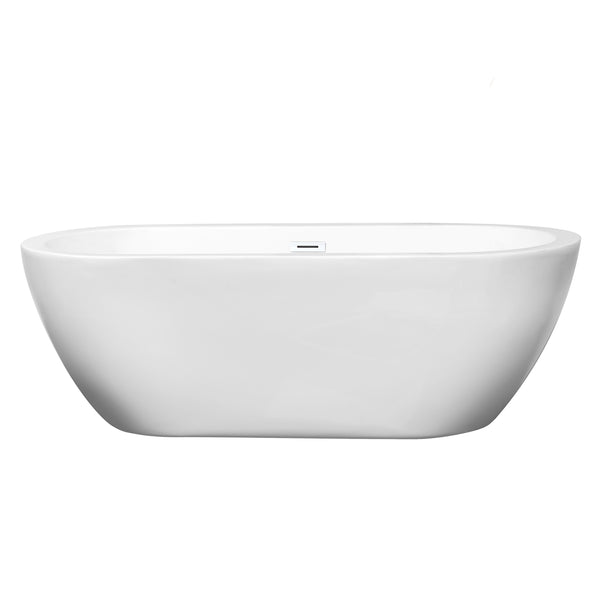 Wyndham Collection Soho 68 Inch Freestanding Bathtub in White with Shiny White Drain and Overflow Trim - Luxe Bathroom Vanities