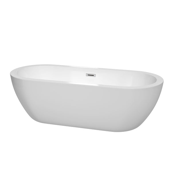 72 inch Freestanding Bathtub in White with Drain and Overflow Trim - Luxe Bathroom Vanities Luxury Bathroom Fixtures Bathroom Furniture