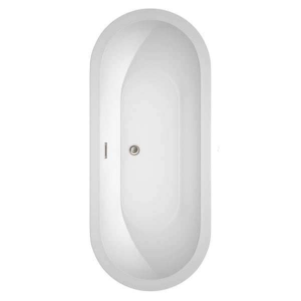 72 inch Freestanding Bathtub in White with Floor Mounted Faucet, Drain and Overflow Trim - Luxe Bathroom Vanities Luxury Bathroom Fixtures Bathroom Furniture