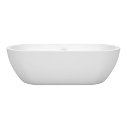 Wyndham Collection Soho 72 Inch Freestanding Bathtub in White with Shiny White Drain and Overflow Trim - Luxe Bathroom Vanities