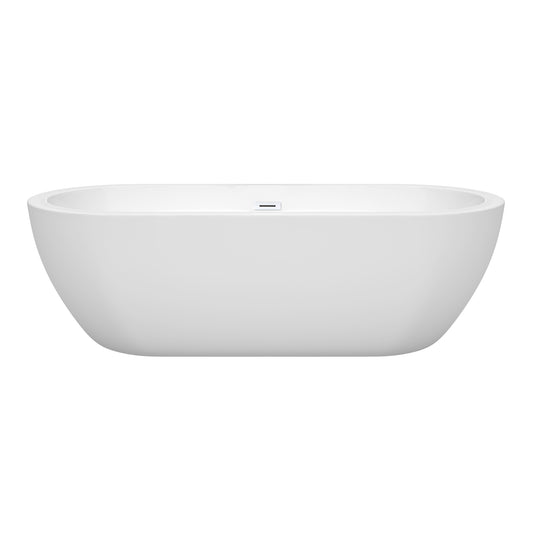 Wyndham Collection Soho 72 Inch Freestanding Bathtub in White with Shiny White Drain and Overflow Trim - Luxe Bathroom Vanities
